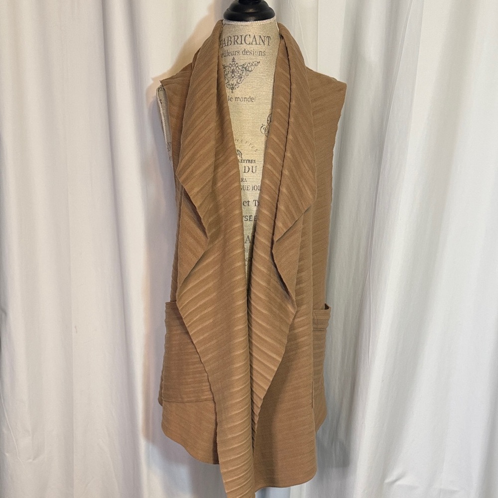 Le Moda Tan Sleeveless Drape Vest